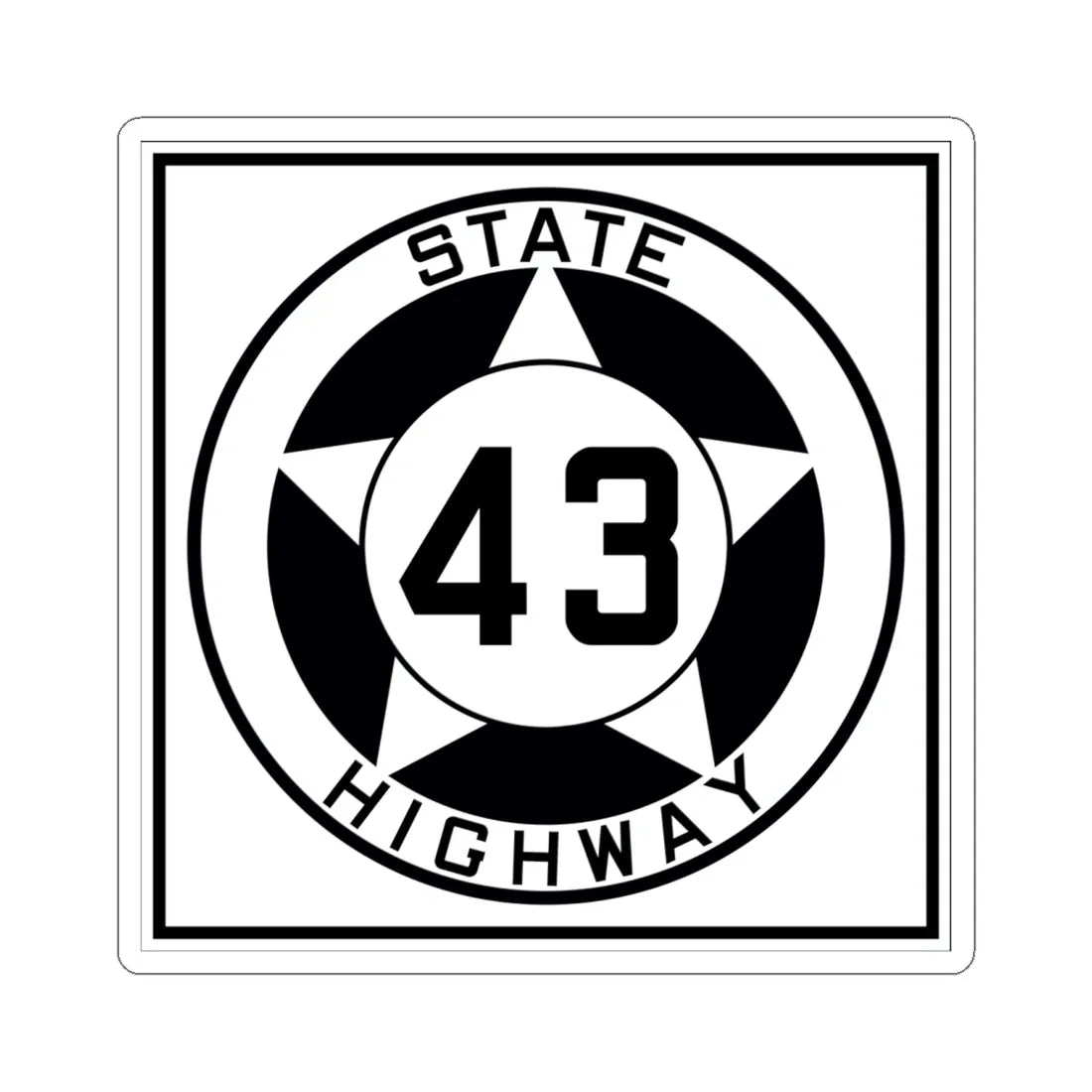 Texas 43 1935 (Texas) (Road Sign) STICKER Vinyl Kiss-Cut Decal 6 Inch White - The Sticker Space