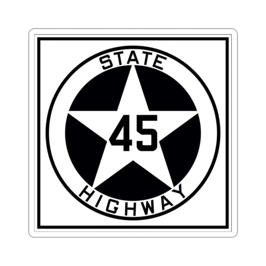 Texas 45 1917 (Texas) (Road Sign) STICKER Vinyl Kiss-Cut Decal 2 Inch White - The Sticker Space