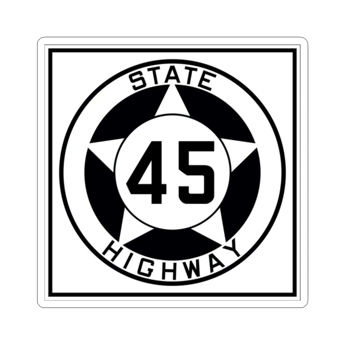 Texas 45 1935 (Texas) (Road Sign) STICKER Vinyl Kiss-Cut Decal 2 Inch White - The Sticker Space