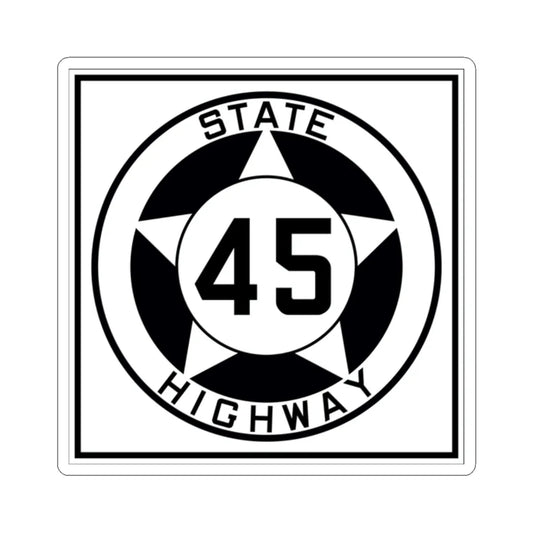 Texas 45 1935 (Texas) (Road Sign) STICKER Vinyl Kiss-Cut Decal 2 Inch White - The Sticker Space