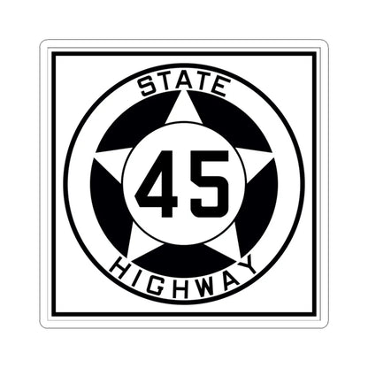 Texas 45 1935 (Texas) (Road Sign) STICKER Vinyl Kiss-Cut Decal 3 Inch White - The Sticker Space