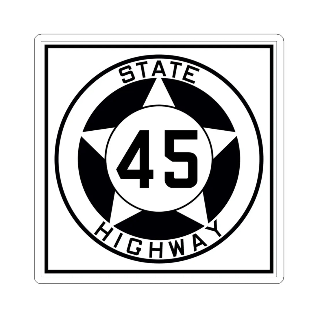 Texas 45 1935 (Texas) (Road Sign) STICKER Vinyl Kiss-Cut Decal 4 Inch White - The Sticker Space