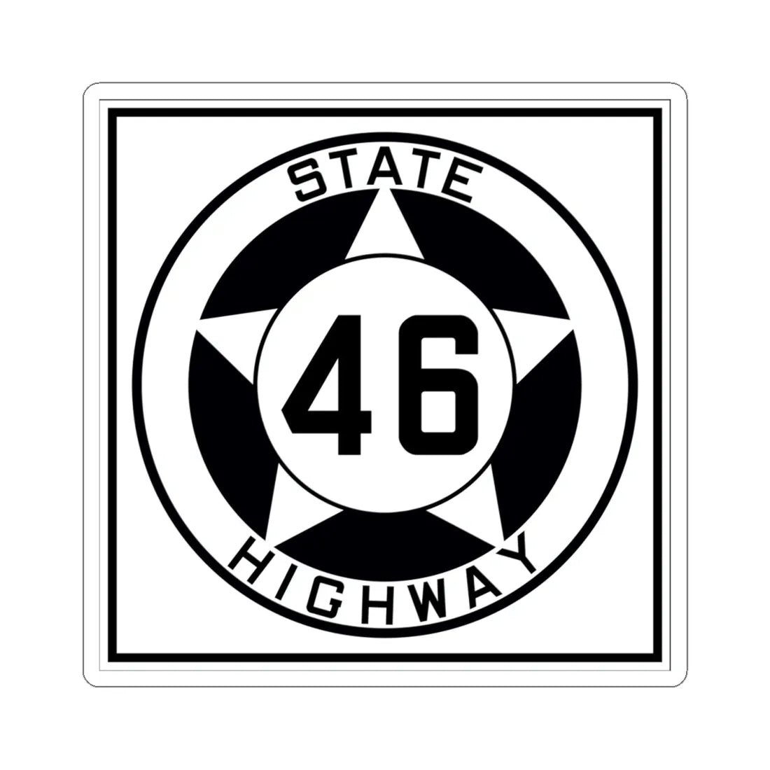 Texas 46 1935 (Texas) (Road Sign) STICKER Vinyl Kiss-Cut Decal 4 Inch White - The Sticker Space
