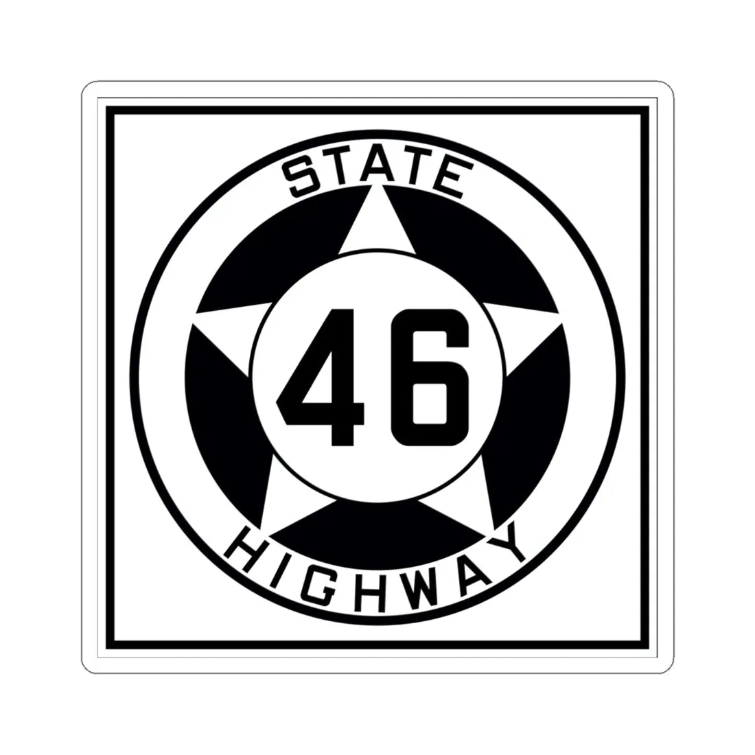 Texas 46 1935 (Texas) (Road Sign) STICKER Vinyl Kiss-Cut Decal 6 Inch White - The Sticker Space