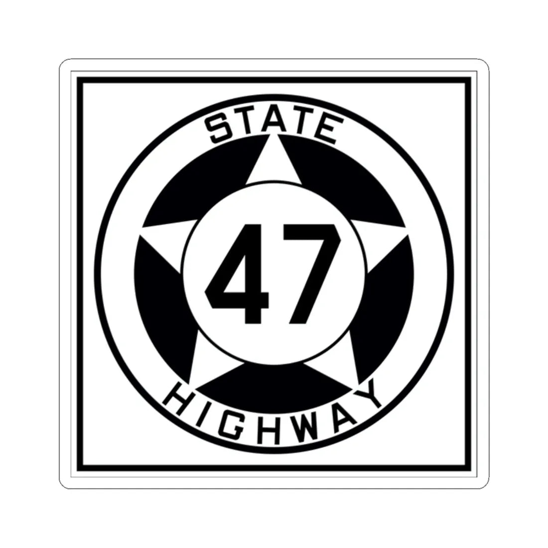 Texas 47 1935 (Texas) (Road Sign) STICKER Vinyl Kiss-Cut Decal 2 Inch White - The Sticker Space