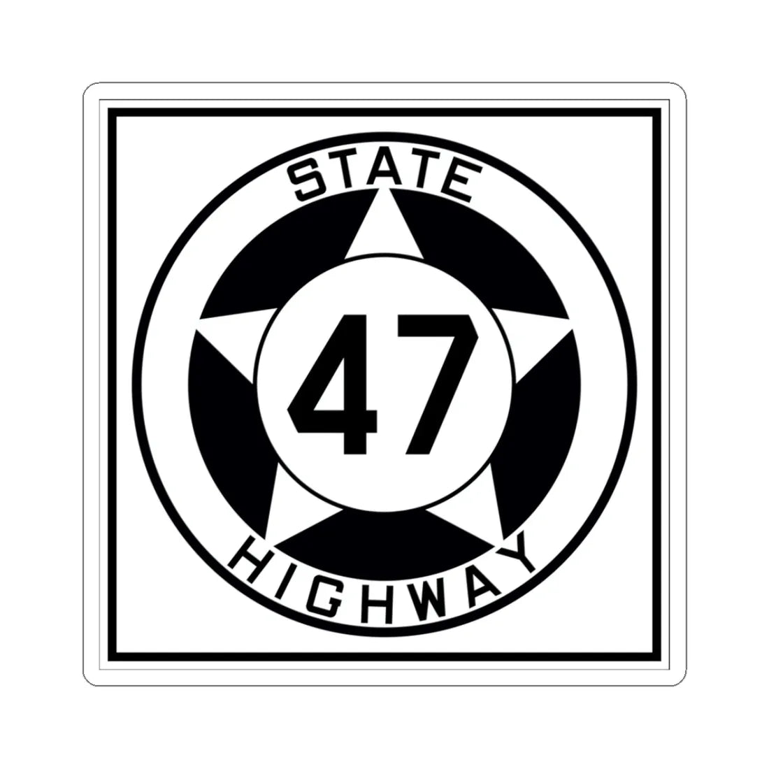 Texas 47 1935 (Texas) (Road Sign) STICKER Vinyl Kiss-Cut Decal 3 Inch White - The Sticker Space
