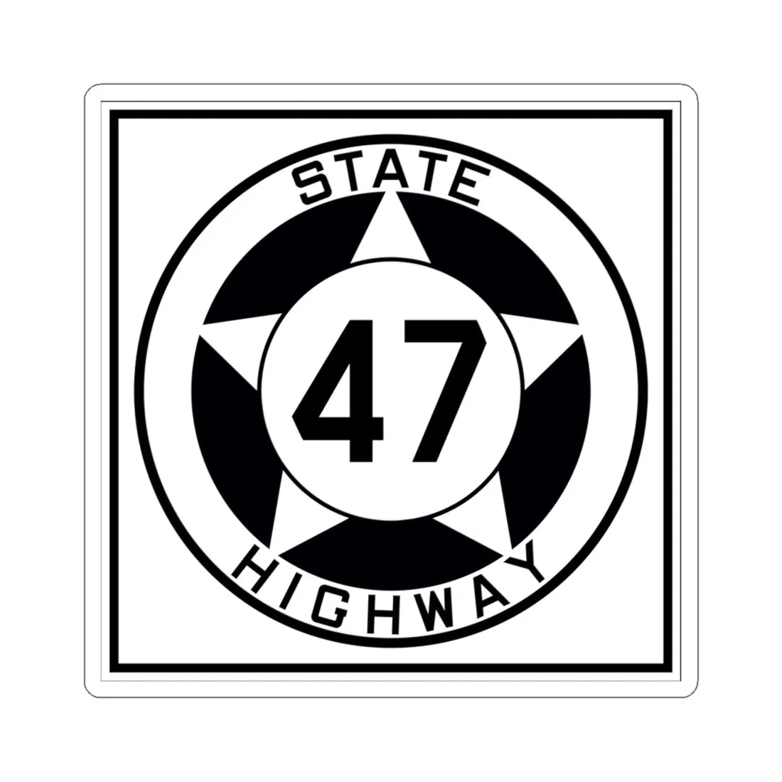 Texas 47 1935 (Texas) (Road Sign) STICKER Vinyl Kiss-Cut Decal 4 Inch White - The Sticker Space