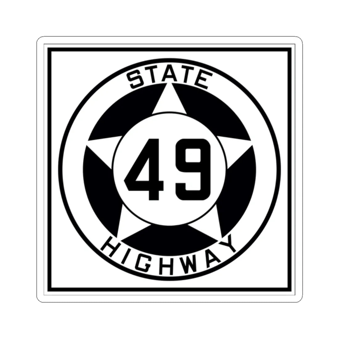 Texas 49 1935 (Texas) (Road Sign) STICKER Vinyl Kiss-Cut Decal 2 Inch White - The Sticker Space