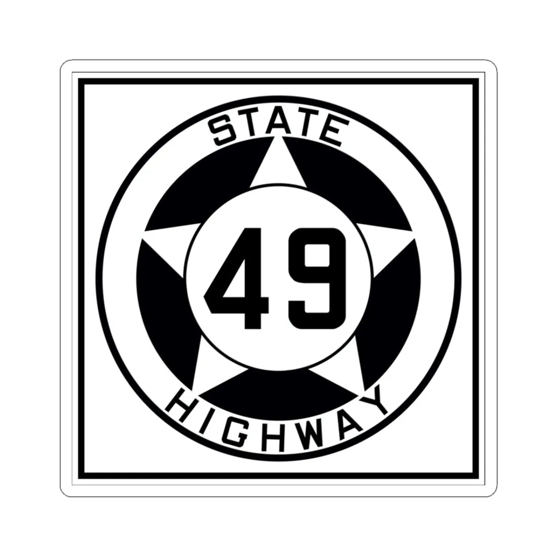 Texas 49 1935 (Texas) (Road Sign) STICKER Vinyl Kiss-Cut Decal 3 Inch White - The Sticker Space
