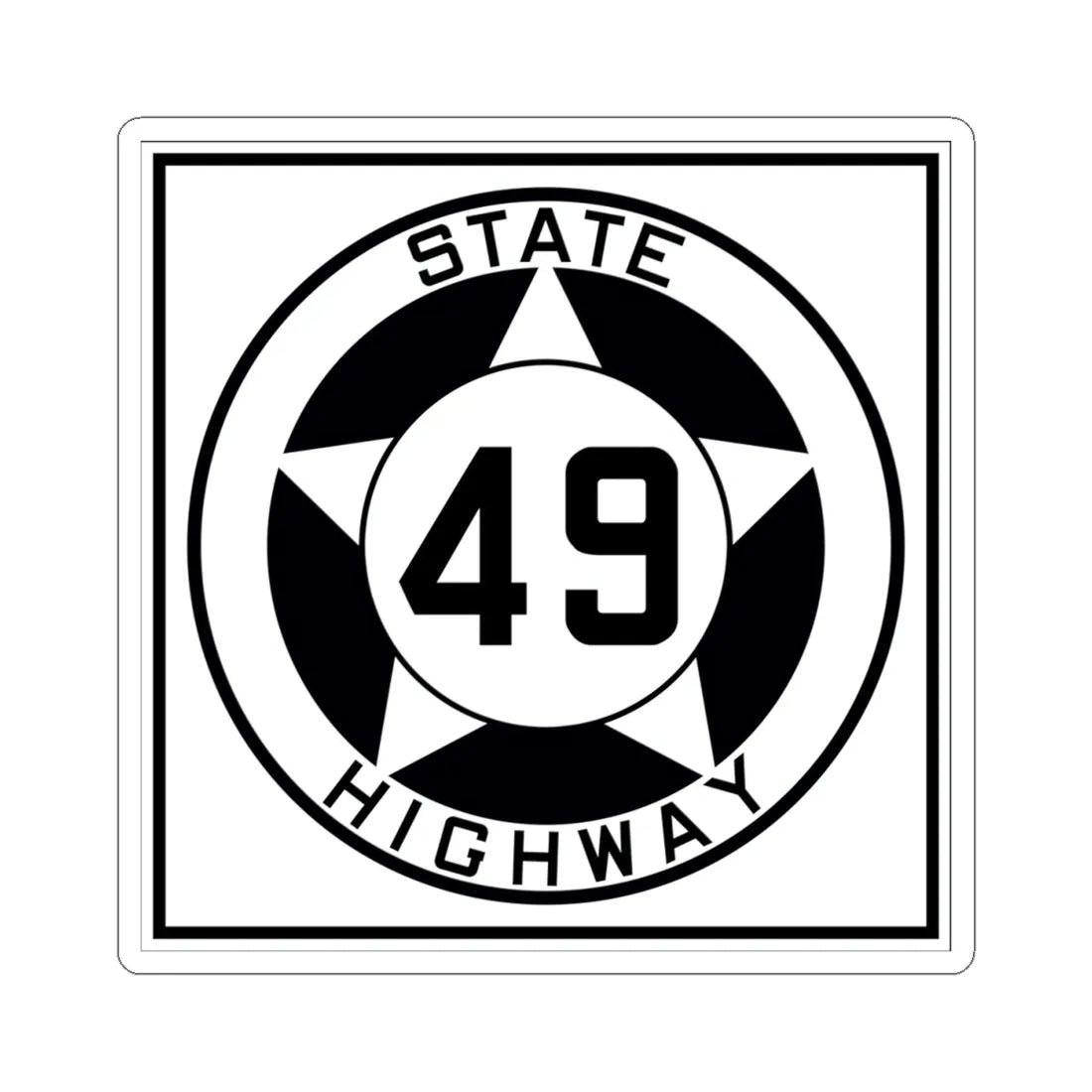 Texas 49 1935 (Texas) (Road Sign) STICKER Vinyl Kiss-Cut Decal 4 Inch White - The Sticker Space