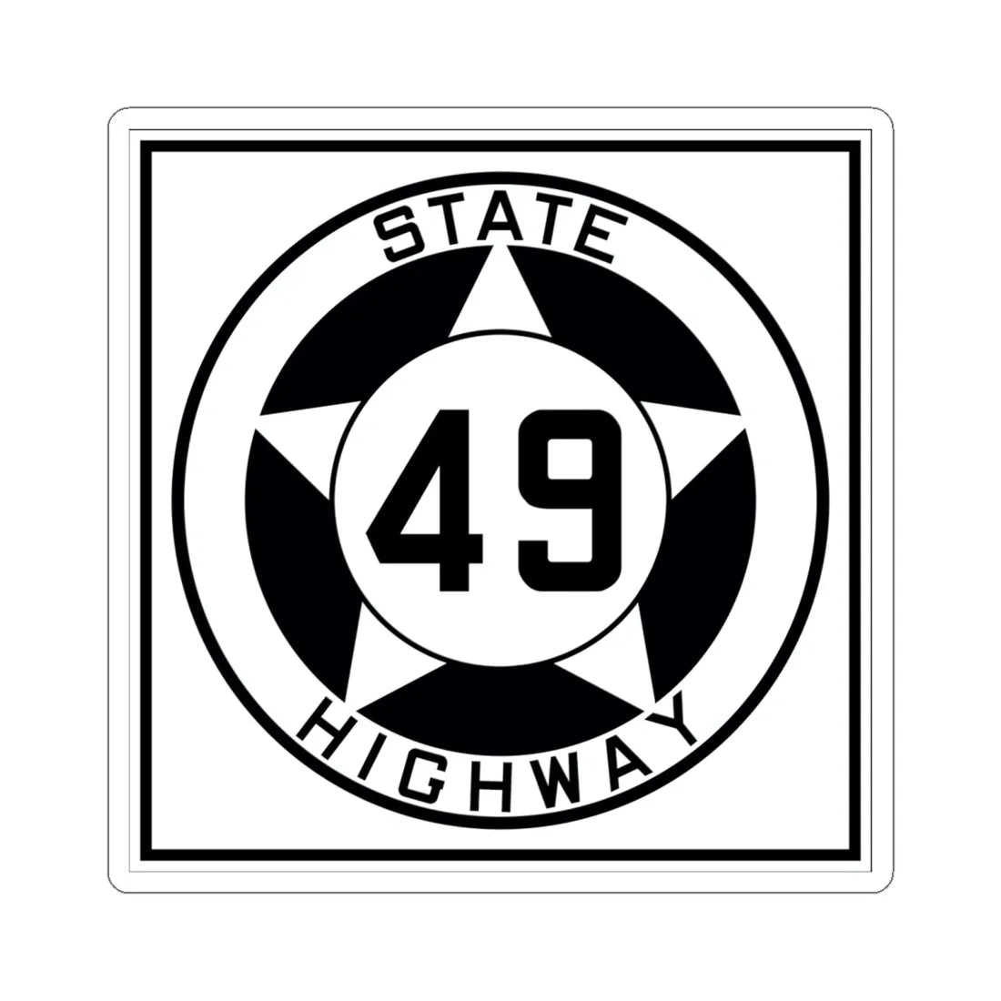 Texas 49 1935 (Texas) (Road Sign) STICKER Vinyl Kiss-Cut Decal 6 Inch White - The Sticker Space