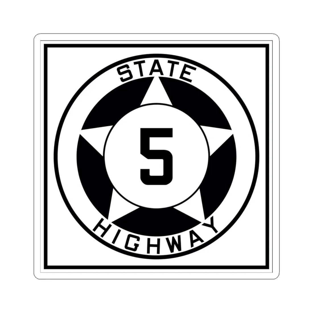 Texas 5 1935 (Texas) (Road Sign) STICKER Vinyl Kiss-Cut Decal 4 Inch White - The Sticker Space