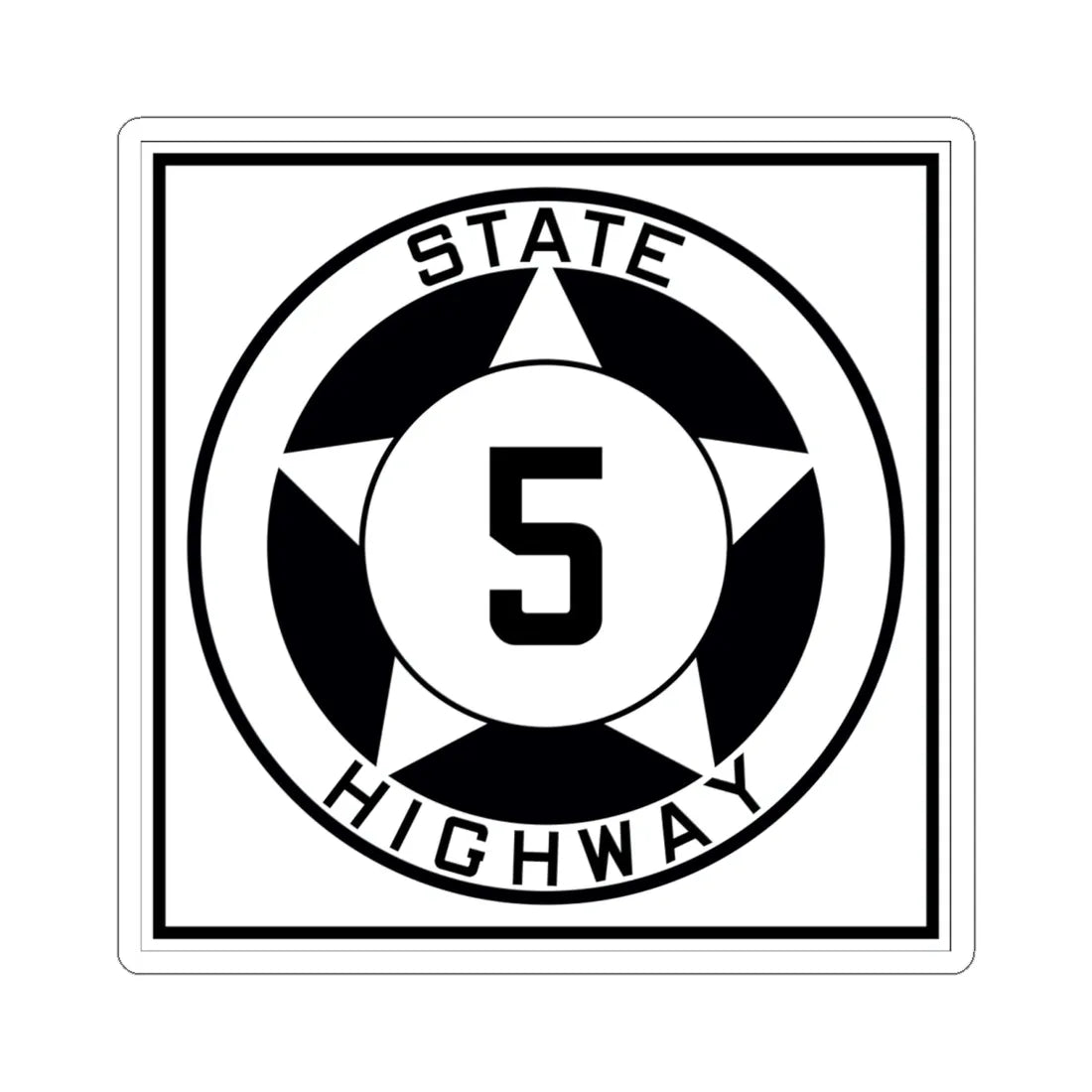 Texas 5 1935 (Texas) (Road Sign) STICKER Vinyl Kiss-Cut Decal 6 Inch White - The Sticker Space