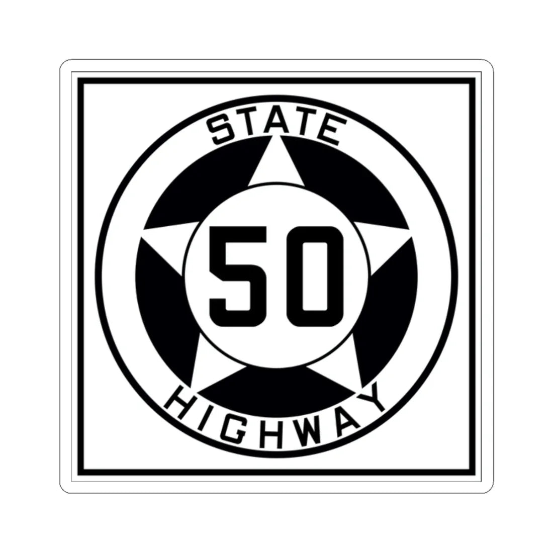 Texas 50 1935 (Texas) (Road Sign) STICKER Vinyl Kiss-Cut Decal 2 Inch White - The Sticker Space