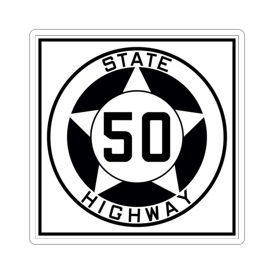 Texas 50 1935 (Texas) (Road Sign) STICKER Vinyl Kiss-Cut Decal 3 Inch White - The Sticker Space