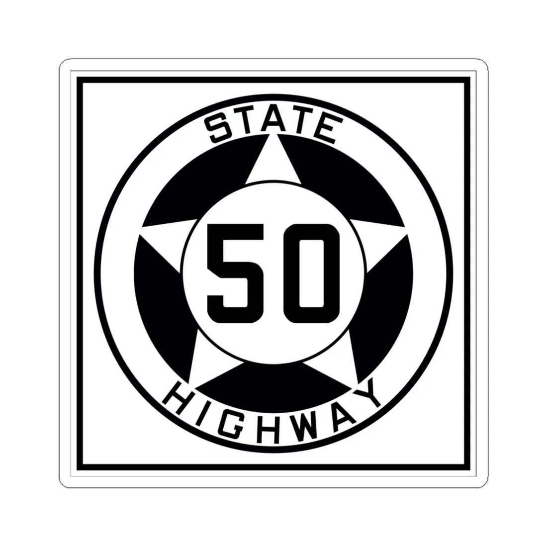 Texas 50 1935 (Texas) (Road Sign) STICKER Vinyl Kiss-Cut Decal 6 Inch White - The Sticker Space
