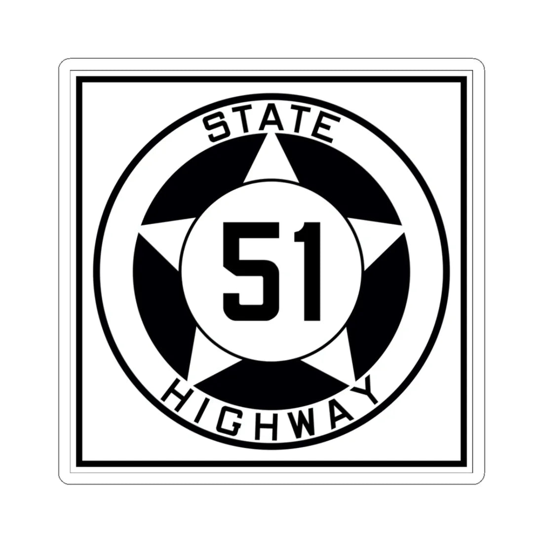Texas 51 1935 (Texas) (Road Sign) STICKER Vinyl Kiss-Cut Decal 3 Inch White - The Sticker Space