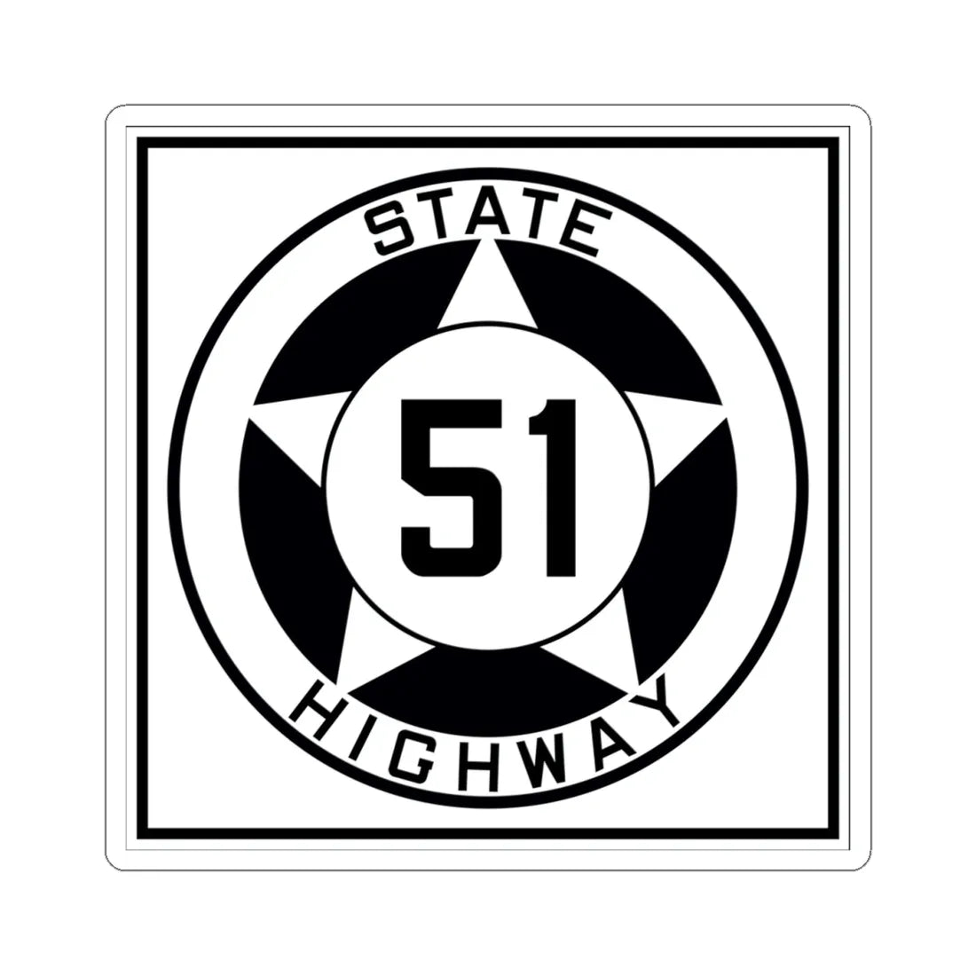 Texas 51 1935 (Texas) (Road Sign) STICKER Vinyl Kiss-Cut Decal 4 Inch White - The Sticker Space