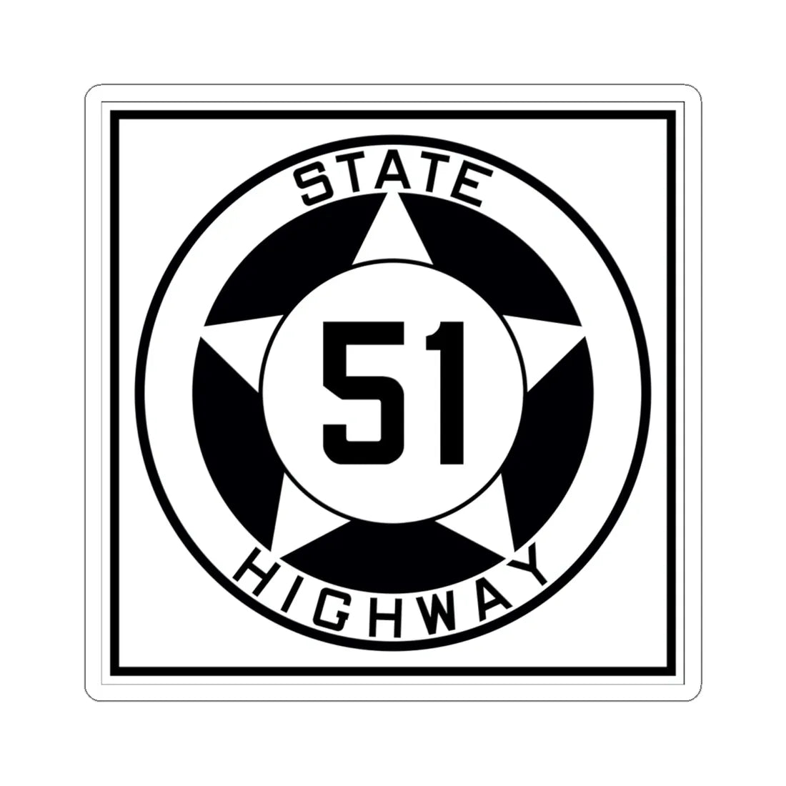 Texas 51 1935 (Texas) (Road Sign) STICKER Vinyl Kiss-Cut Decal 6 Inch White - The Sticker Space