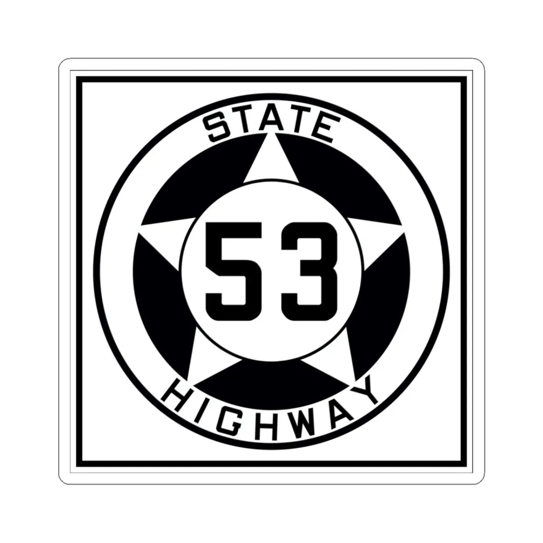 Texas 53 1935 (Texas) (Road Sign) STICKER Vinyl Kiss-Cut Decal 3 Inch White - The Sticker Space