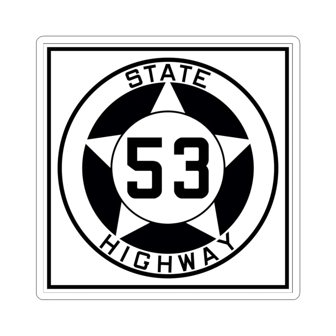 Texas 53 1935 (Texas) (Road Sign) STICKER Vinyl Kiss-Cut Decal 4 Inch White - The Sticker Space