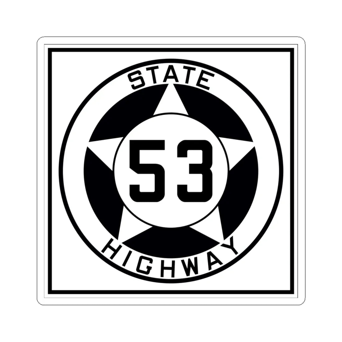 Texas 53 1935 (Texas) (Road Sign) STICKER Vinyl Kiss-Cut Decal 6 Inch White - The Sticker Space