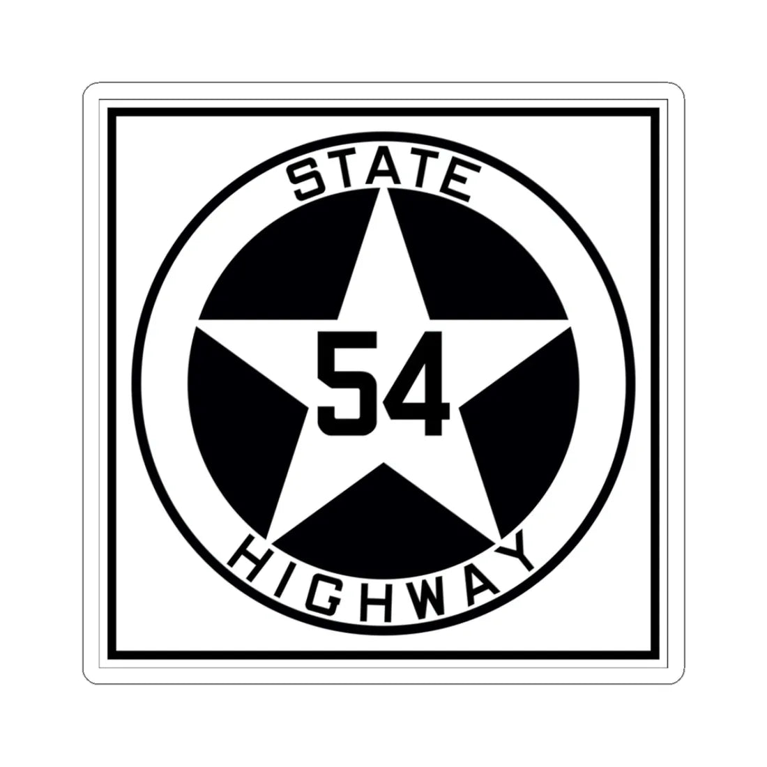 Texas 54 1917 (Texas) (Road Sign) STICKER Vinyl Kiss-Cut Decal 3 Inch White - The Sticker Space