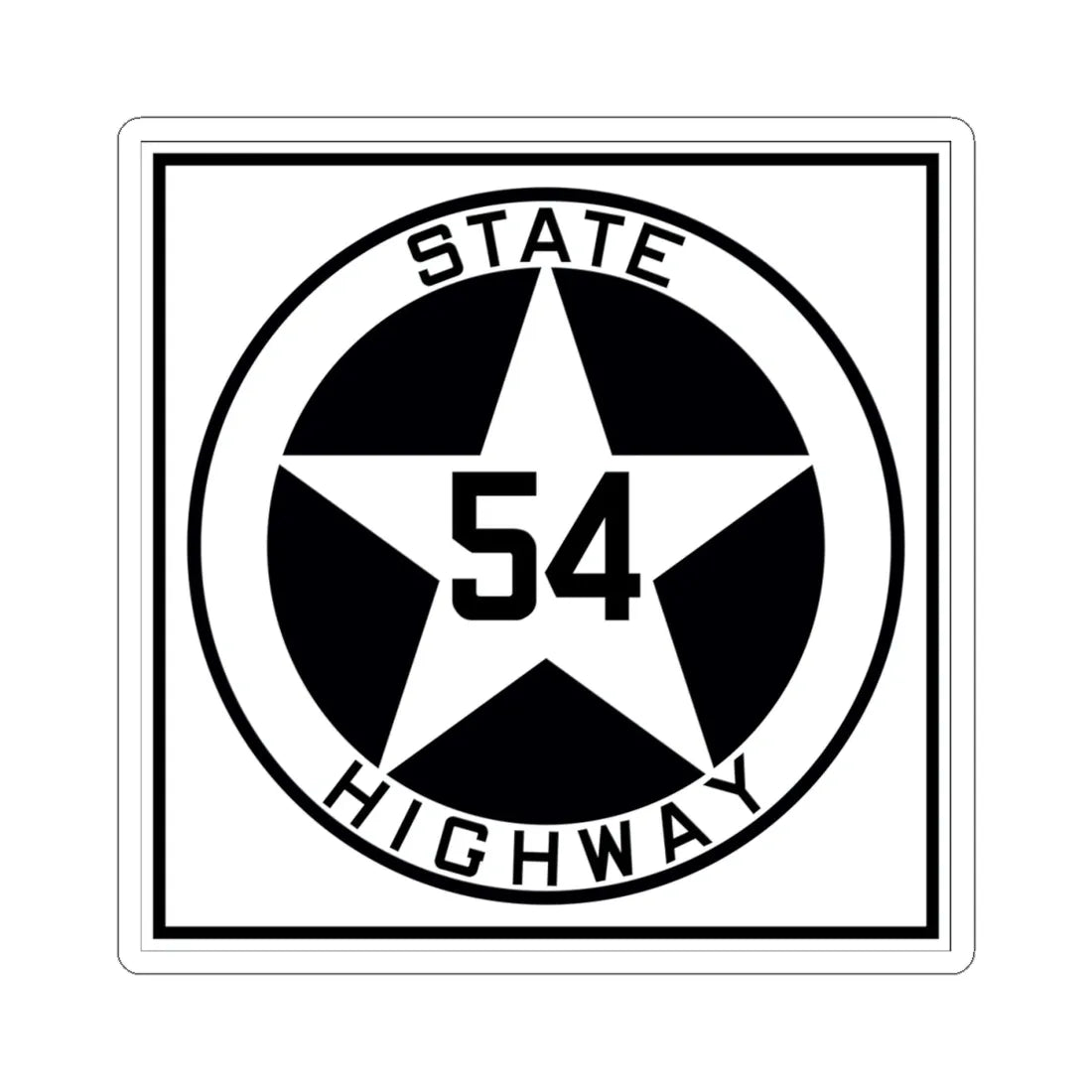 Texas 54 1917 (Texas) (Road Sign) STICKER Vinyl Kiss-Cut Decal 4 Inch White - The Sticker Space