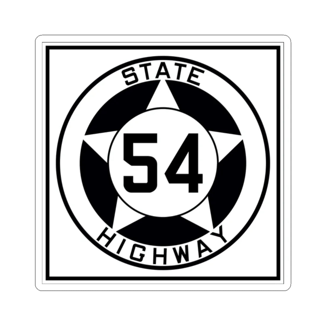 Texas 54 1935 (Texas) (Road Sign) STICKER Vinyl Kiss-Cut Decal 2 Inch White - The Sticker Space