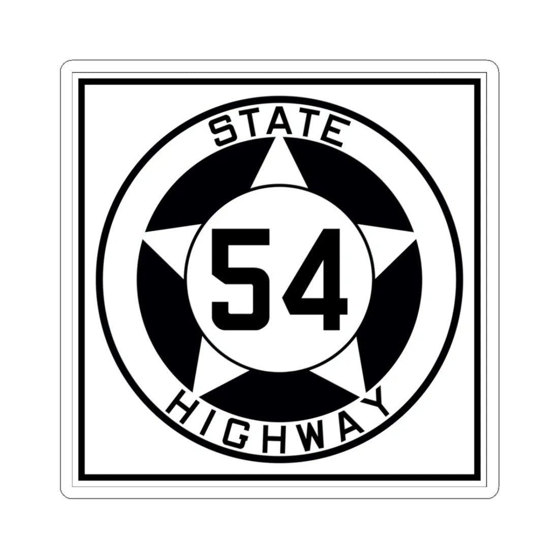 Texas 54 1935 (Texas) (Road Sign) STICKER Vinyl Kiss-Cut Decal 3 Inch White - The Sticker Space