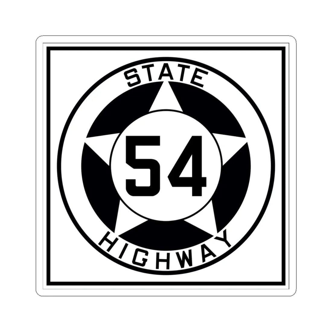 Texas 54 1935 (Texas) (Road Sign) STICKER Vinyl Kiss-Cut Decal 4 Inch White - The Sticker Space