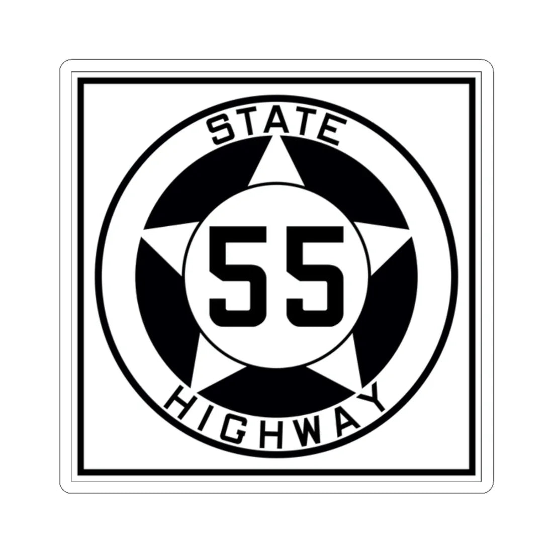 Texas 55 1935 (Texas) (Road Sign) STICKER Vinyl Kiss-Cut Decal 2 Inch White - The Sticker Space