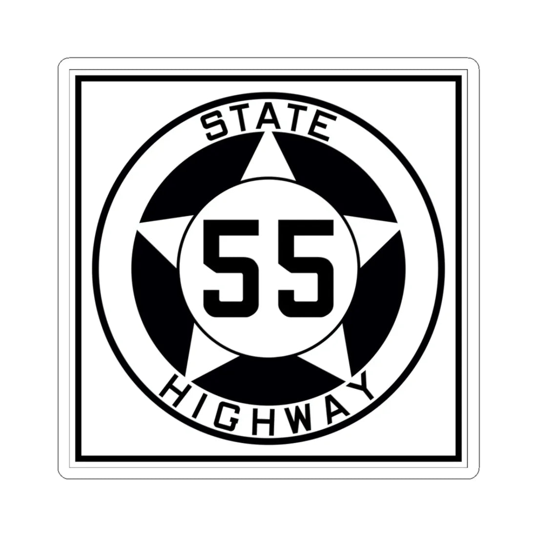 Texas 55 1935 (Texas) (Road Sign) STICKER Vinyl Kiss-Cut Decal 3 Inch White - The Sticker Space