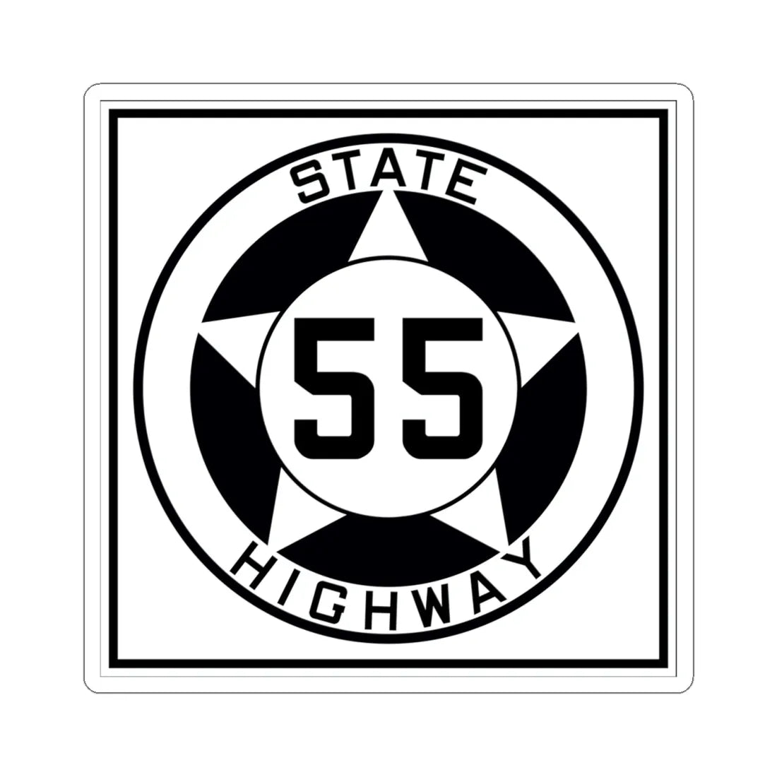 Texas 55 1935 (Texas) (Road Sign) STICKER Vinyl Kiss-Cut Decal 4 Inch White - The Sticker Space