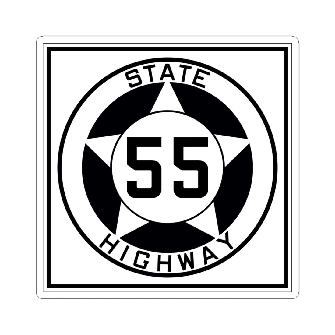 Texas 55 1935 (Texas) (Road Sign) STICKER Vinyl Kiss-Cut Decal 6 Inch White - The Sticker Space
