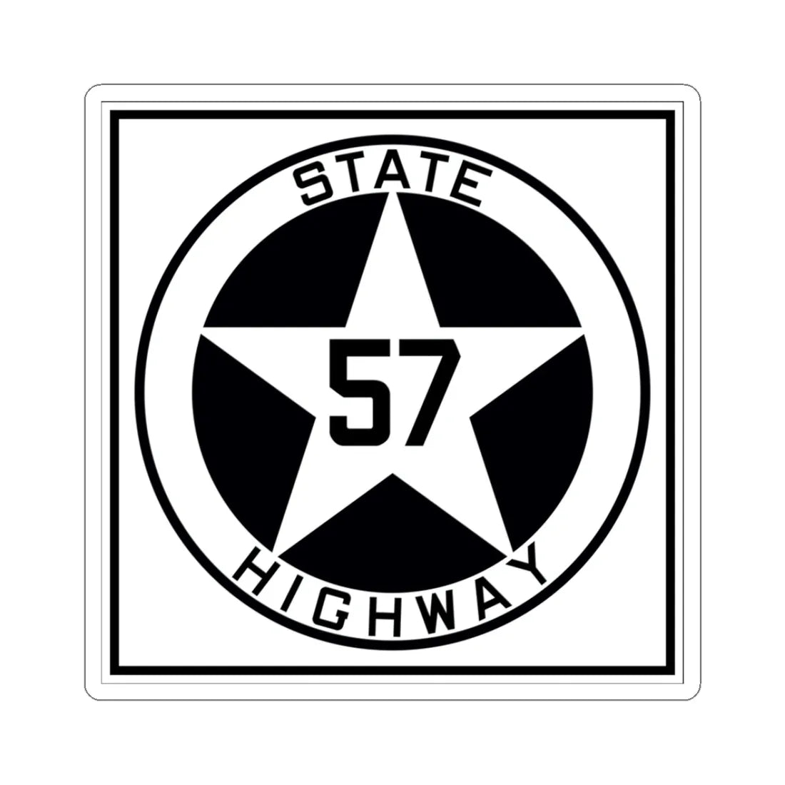 Texas 57 1917 (Texas) (Road Sign) STICKER Vinyl Kiss-Cut Decal 3 Inch White - The Sticker Space