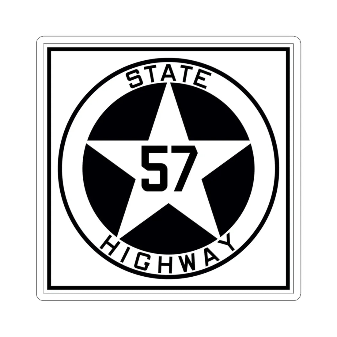Texas 57 1917 (Texas) (Road Sign) STICKER Vinyl Kiss-Cut Decal 4 Inch White - The Sticker Space