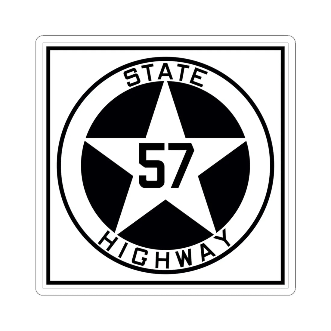 Texas 57 1917 (Texas) (Road Sign) STICKER Vinyl Kiss-Cut Decal 6 Inch White - The Sticker Space