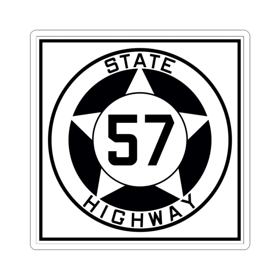 Texas 57 1935 (Texas) (Road Sign) STICKER Vinyl Kiss-Cut Decal 3 Inch White - The Sticker Space
