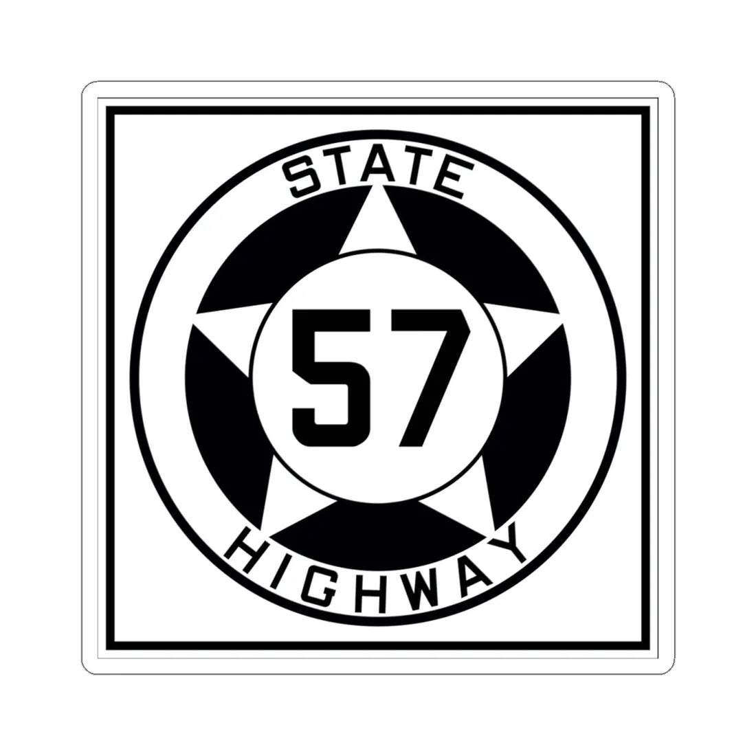 Texas 57 1935 (Texas) (Road Sign) STICKER Vinyl Kiss-Cut Decal 4 Inch White - The Sticker Space