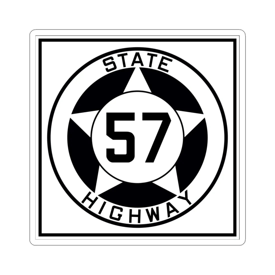 Texas 57 1935 (Texas) (Road Sign) STICKER Vinyl Kiss-Cut Decal 6 Inch White - The Sticker Space