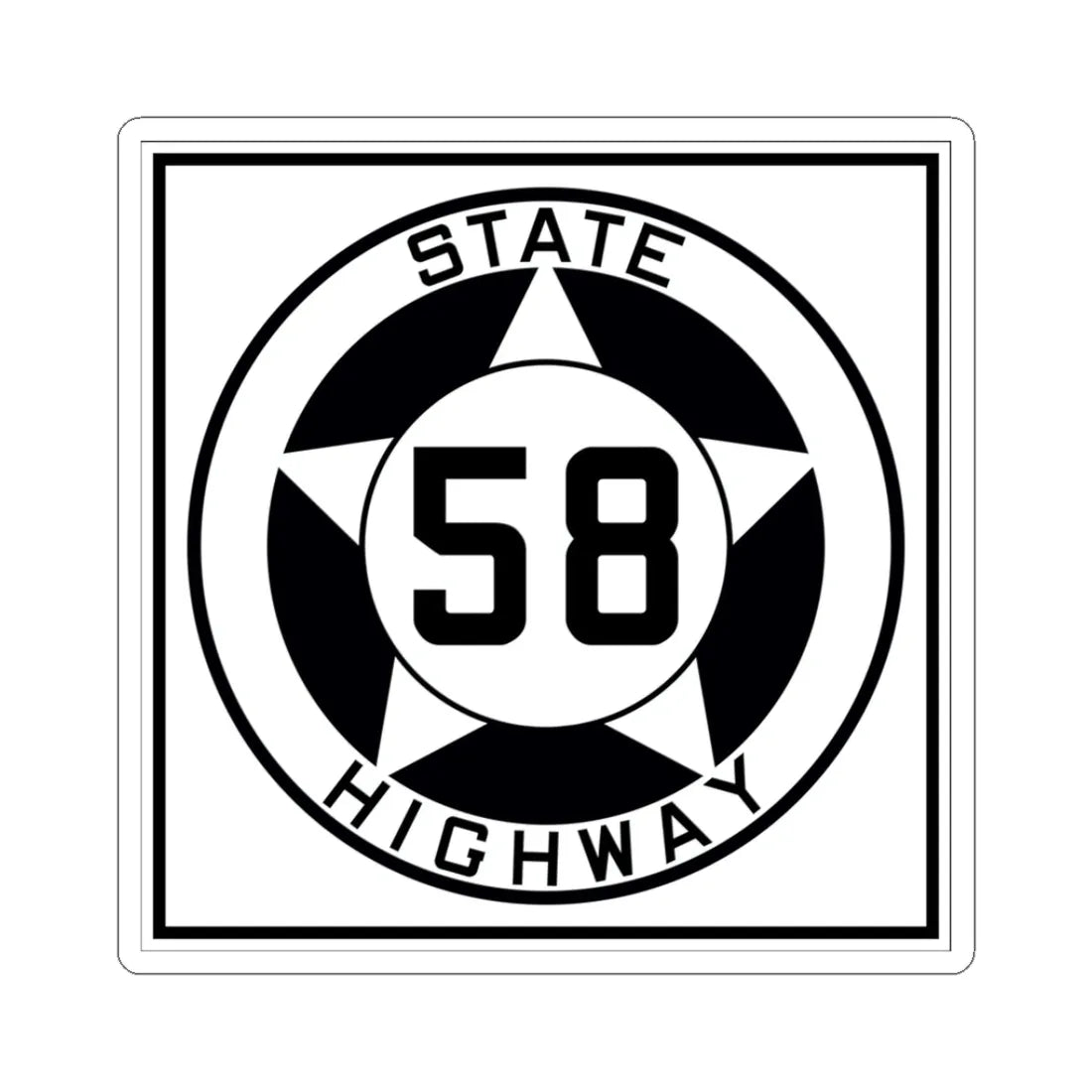 Texas 58 1935 (Texas) (Road Sign) STICKER Vinyl Kiss-Cut Decal 3 Inch White - The Sticker Space