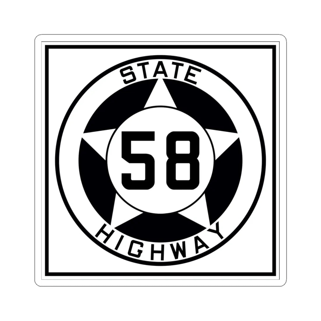 Texas 58 1935 (Texas) (Road Sign) STICKER Vinyl Kiss-Cut Decal 4 Inch White - The Sticker Space