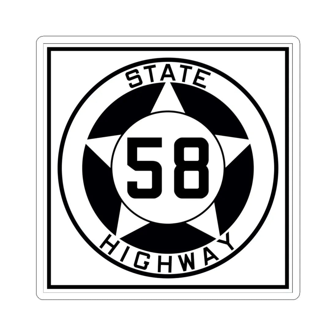 Texas 58 1935 (Texas) (Road Sign) STICKER Vinyl Kiss-Cut Decal 6 Inch White - The Sticker Space