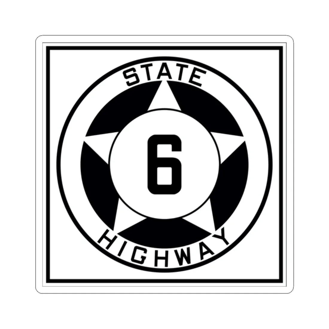 Texas 6 1935 (Texas) (Road Sign) STICKER Vinyl Kiss-Cut Decal 2 Inch White - The Sticker Space