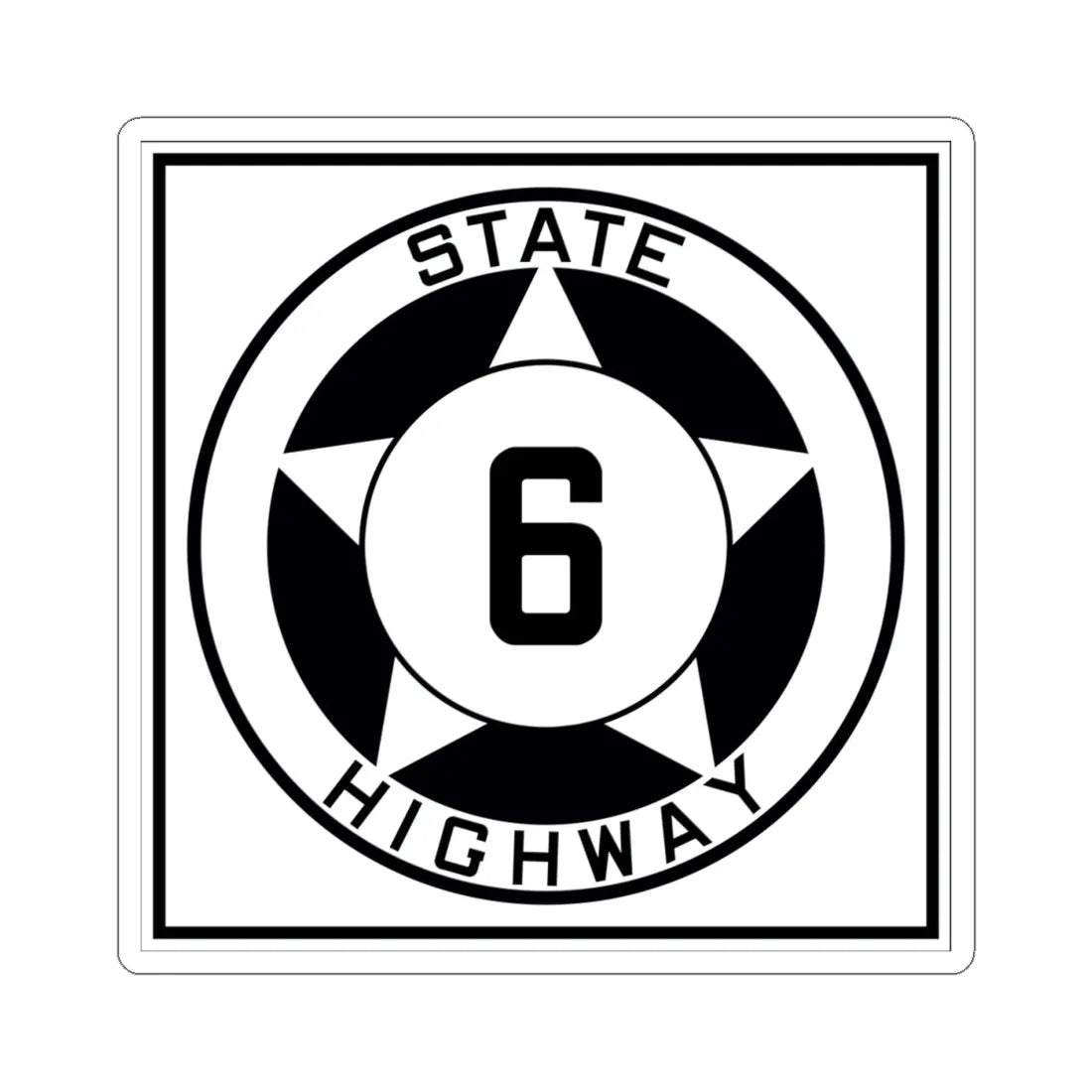Texas 6 1935 (Texas) (Road Sign) STICKER Vinyl Kiss-Cut Decal 4 Inch White - The Sticker Space