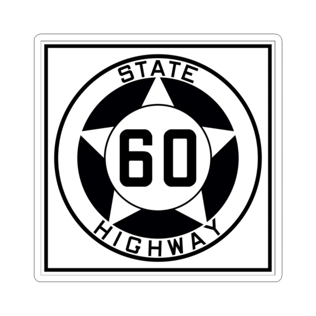 Texas 60 1935 (Texas) (Road Sign) STICKER Vinyl Kiss-Cut Decal 2 Inch White - The Sticker Space