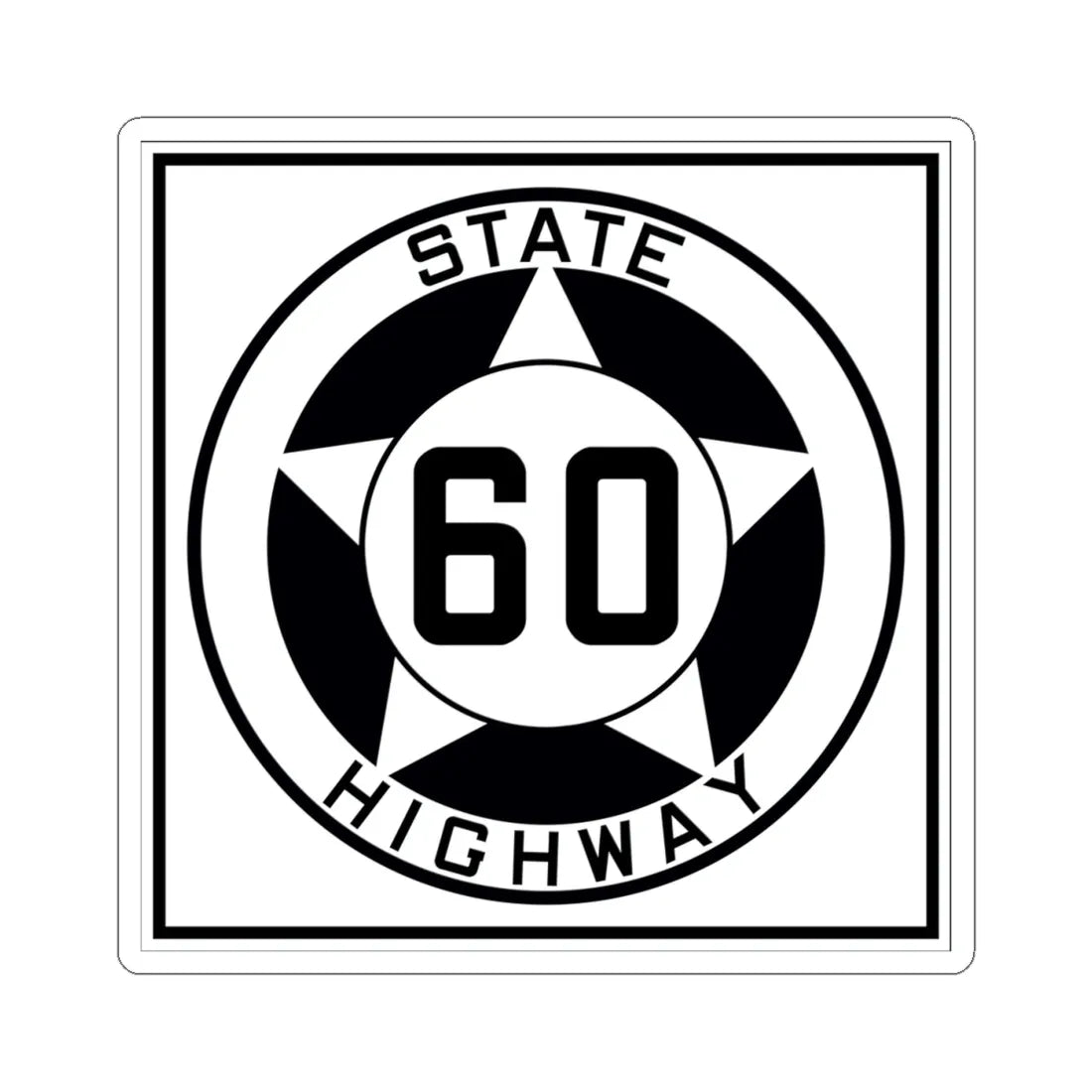 Texas 60 1935 (Texas) (Road Sign) STICKER Vinyl Kiss-Cut Decal 4 Inch White - The Sticker Space