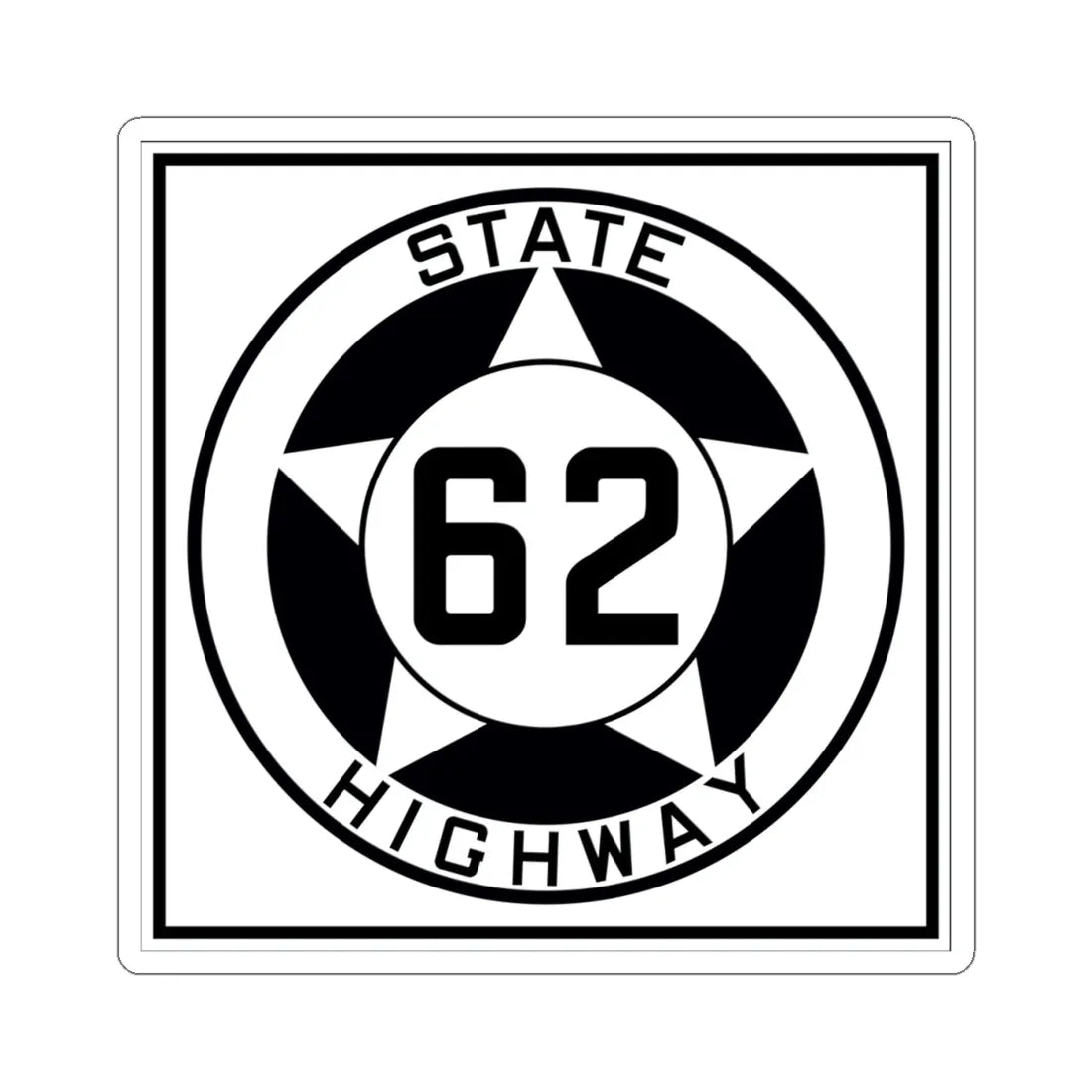 Texas 62 1935 (Texas) (Road Sign) STICKER Vinyl Kiss-Cut Decal 4 Inch White - The Sticker Space