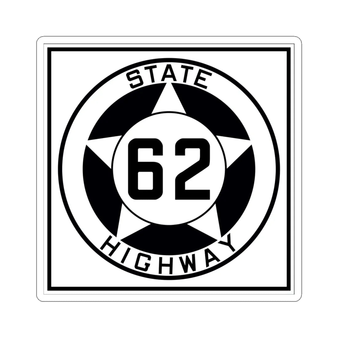 Texas 62 1935 (Texas) (Road Sign) STICKER Vinyl Kiss-Cut Decal 6 Inch White - The Sticker Space